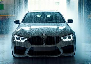 Exterior car wash in progress